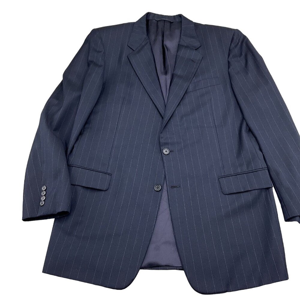 Hickey Freeman Blazer Men 44L Blue Loro Piana Super 120s Wool Classic‎ USA VTG
